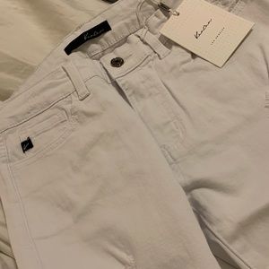 Kancan white distressed frayed hem jeans
